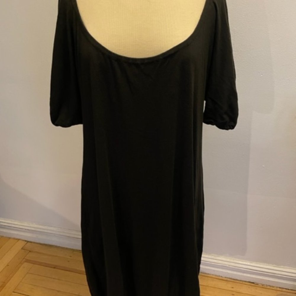 Daryl K black jersey off-the shoulder elbow sleeve dress